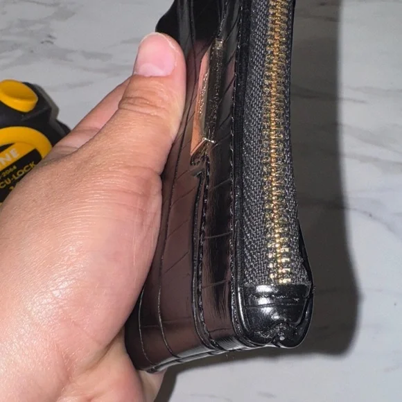 Dune London Black Mini Clutch Croc Embossed Purse - Picture 9 of 11